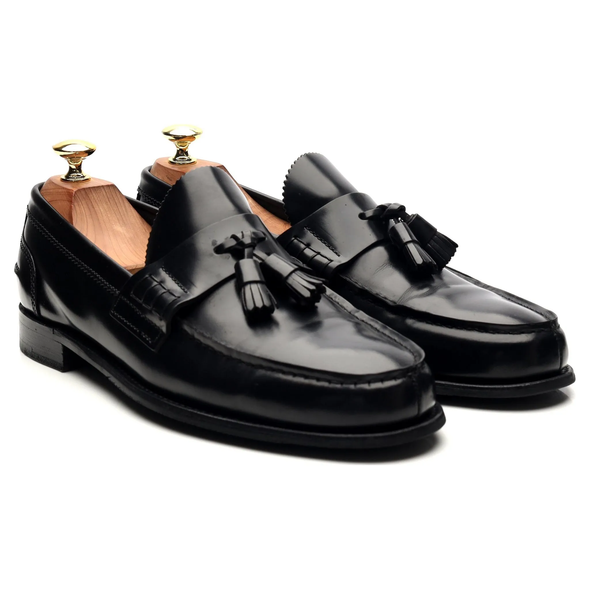 'Dorney' Black Leather Tassel Loafers UK 8 F