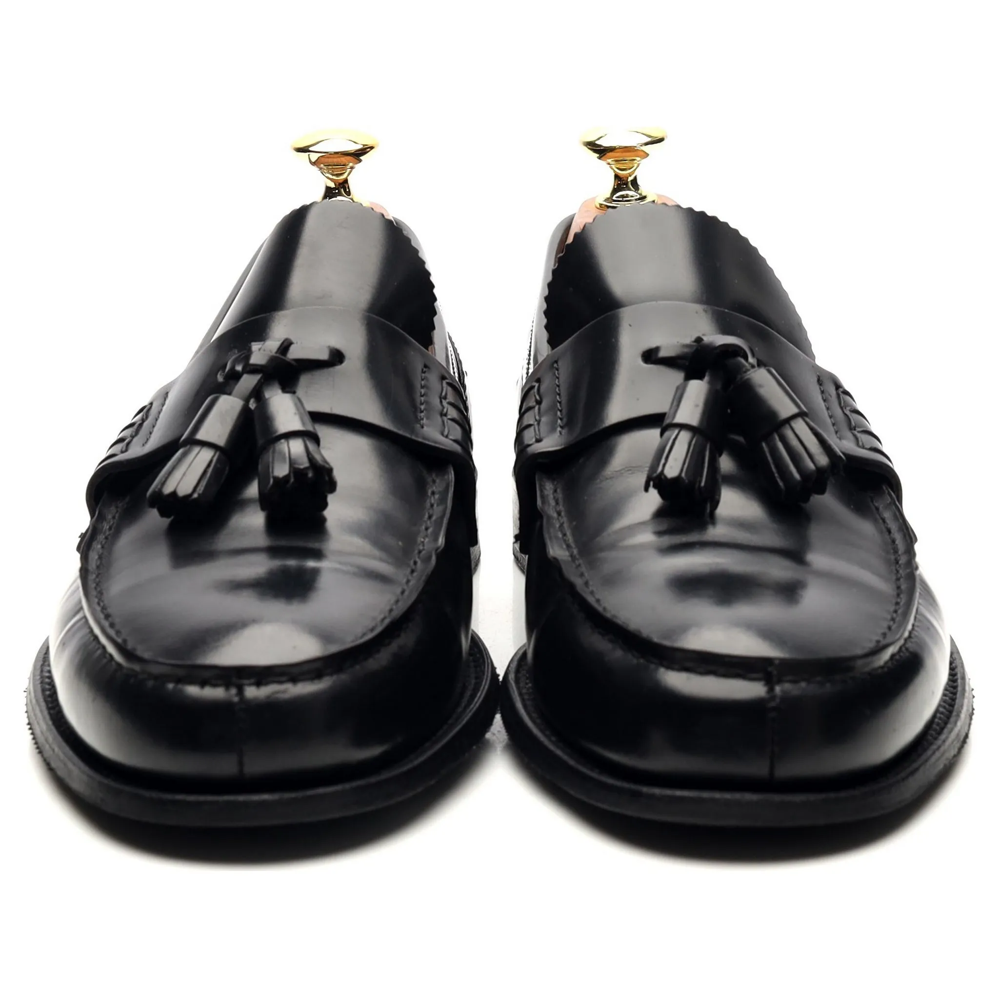 'Dorney' Black Leather Tassel Loafers UK 8 F