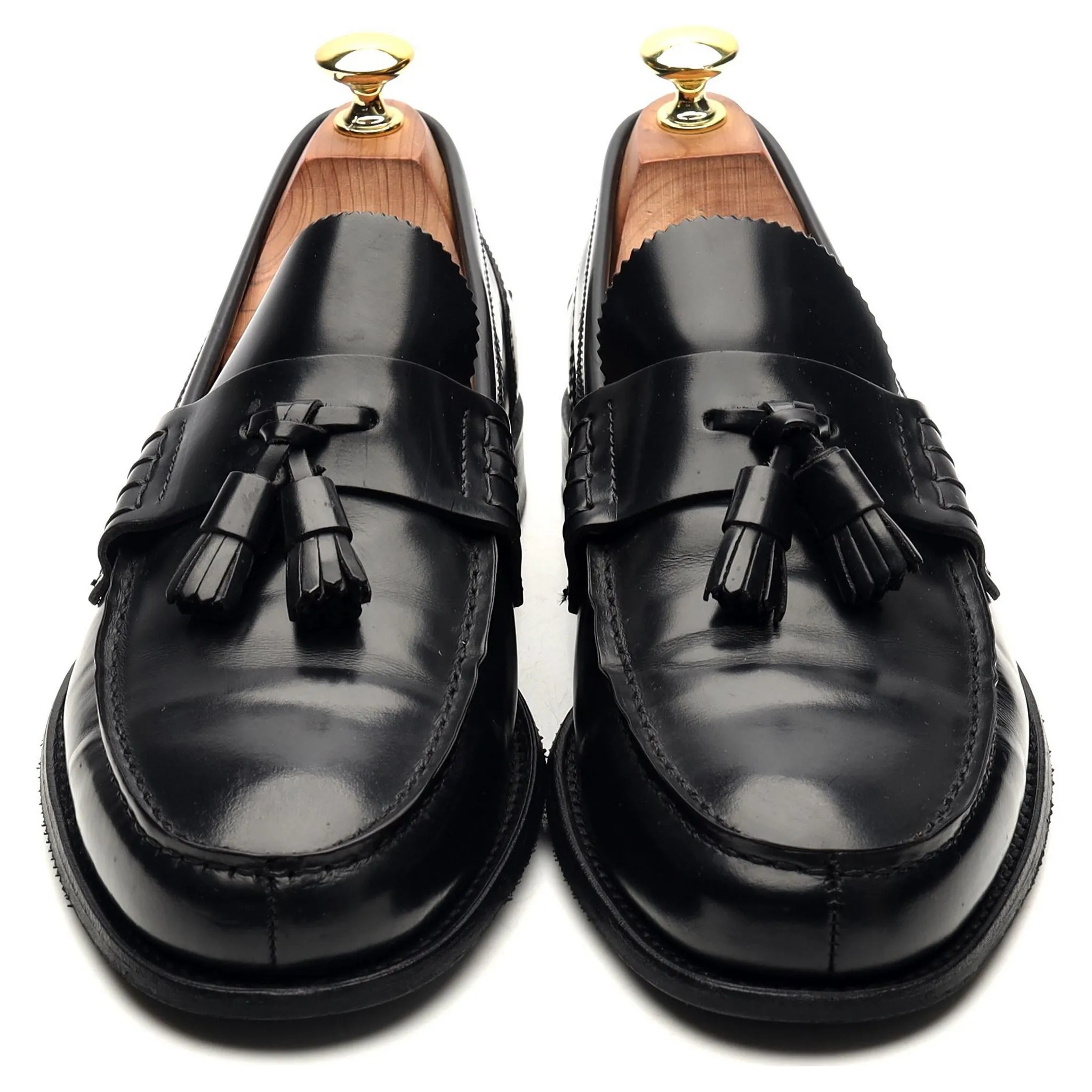 'Dorney' Black Leather Tassel Loafers UK 8 F