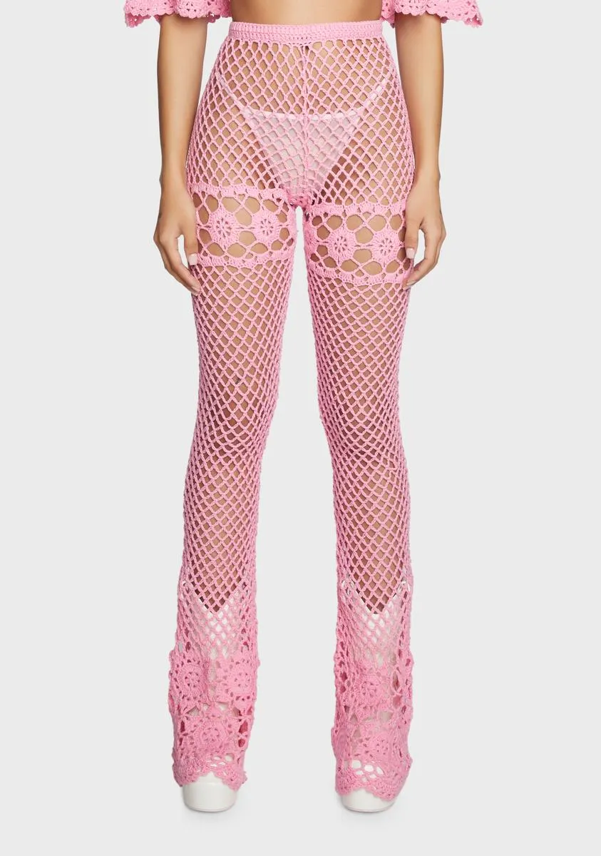 Dream Away Crochet Bell Bottoms Pink-