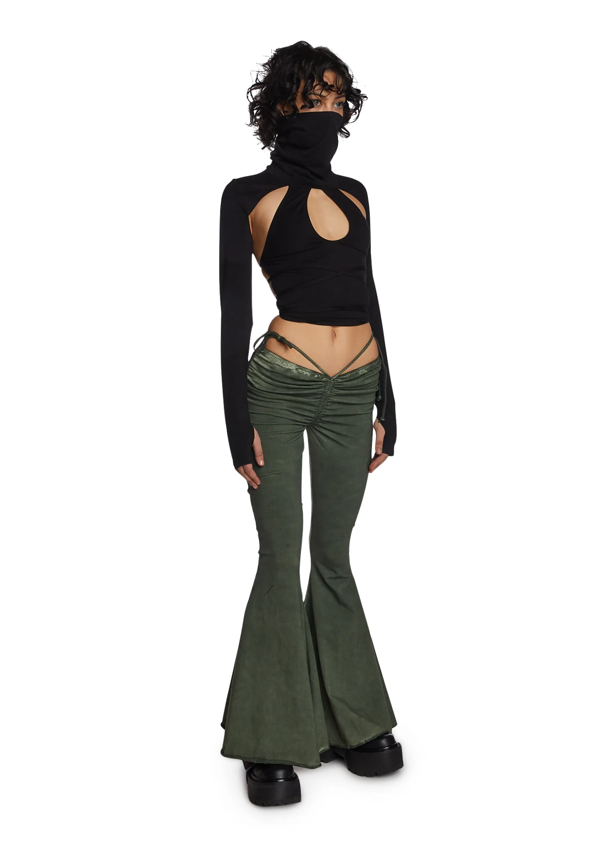 Echo V-Cut Washed Bell Bottoms-