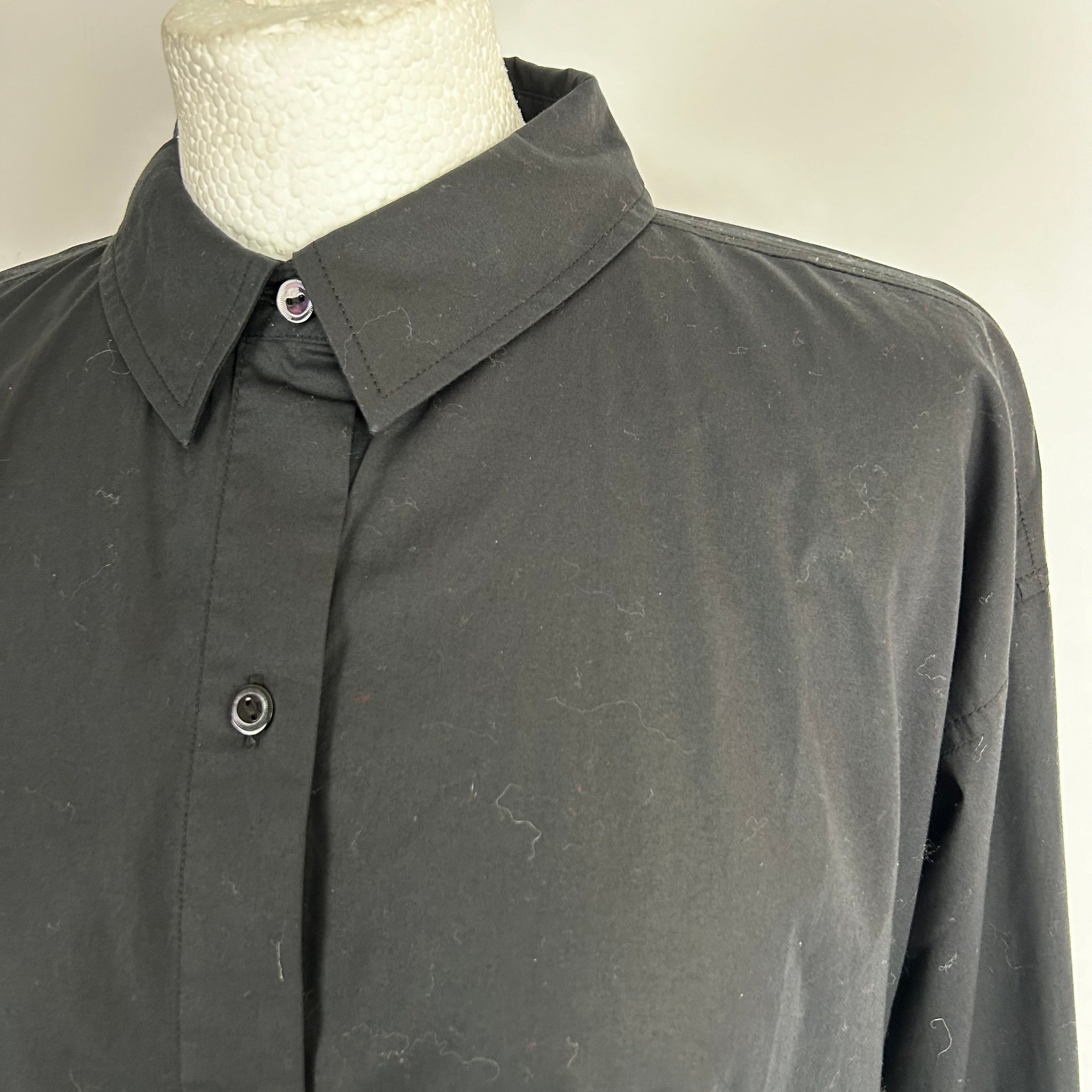 Eileen Fisher Brand New 155 Black Classic Collar Cotton Shirt XS