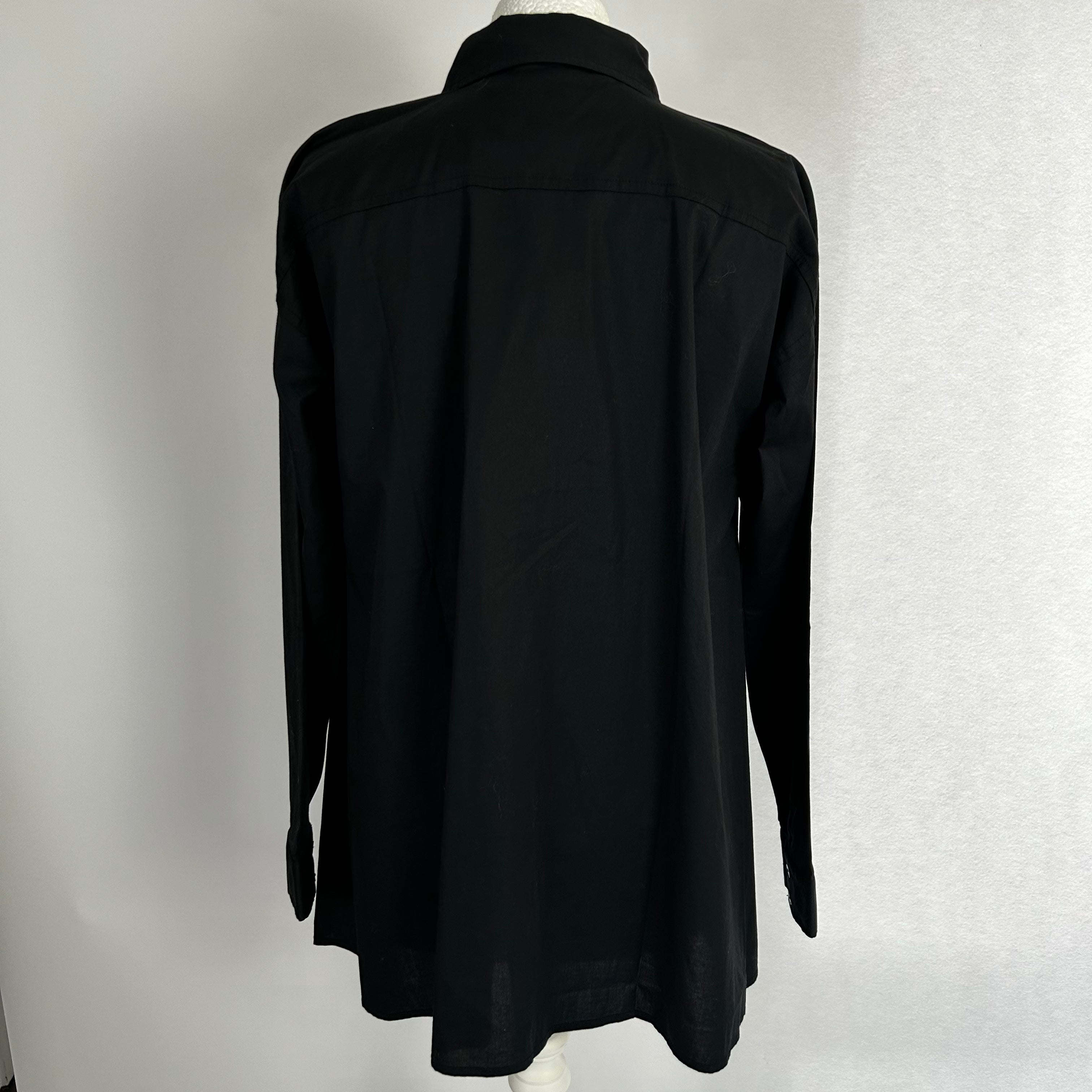 Eileen Fisher Brand New 155 Black Classic Collar Cotton Shirt XS