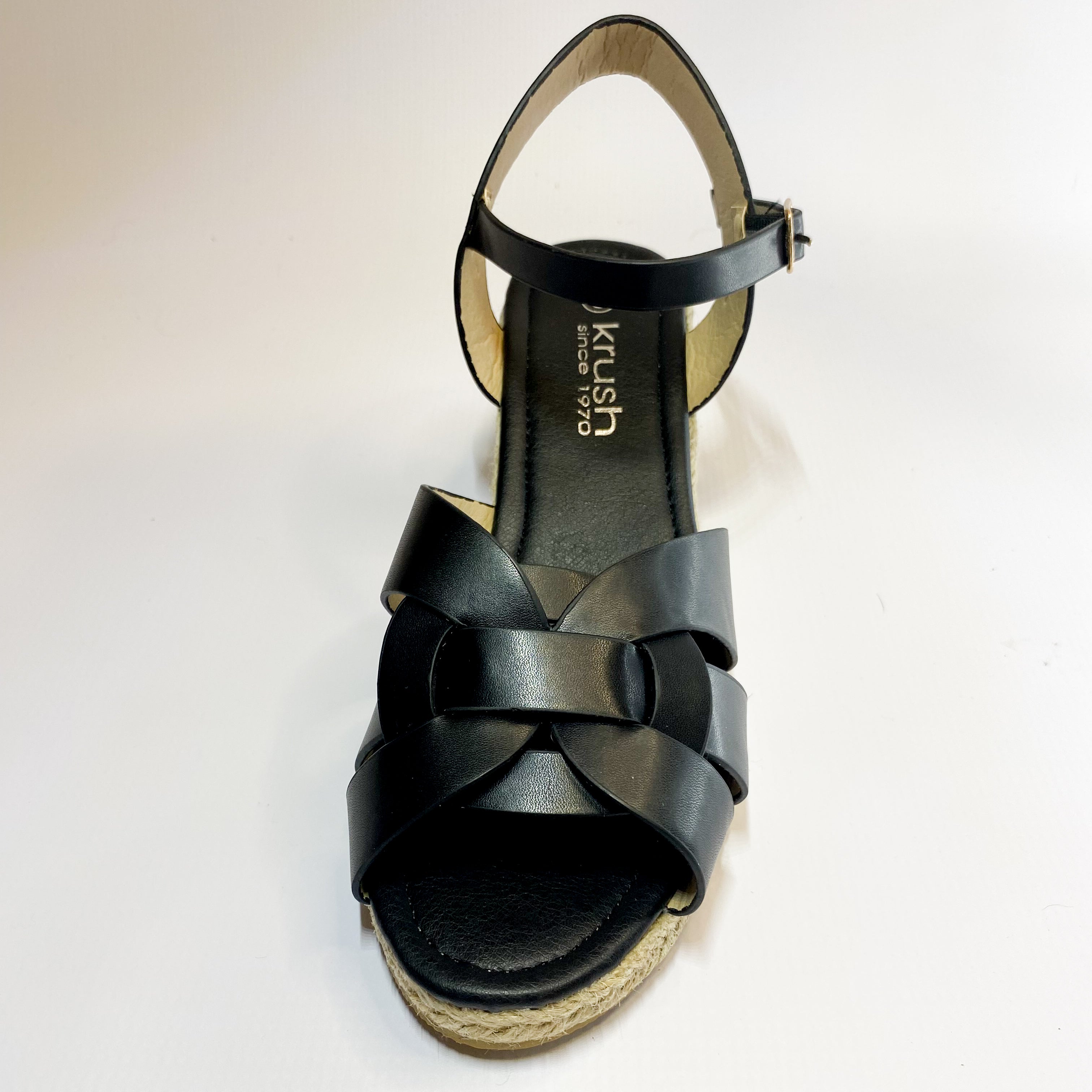 Espadrille black open toe wedge