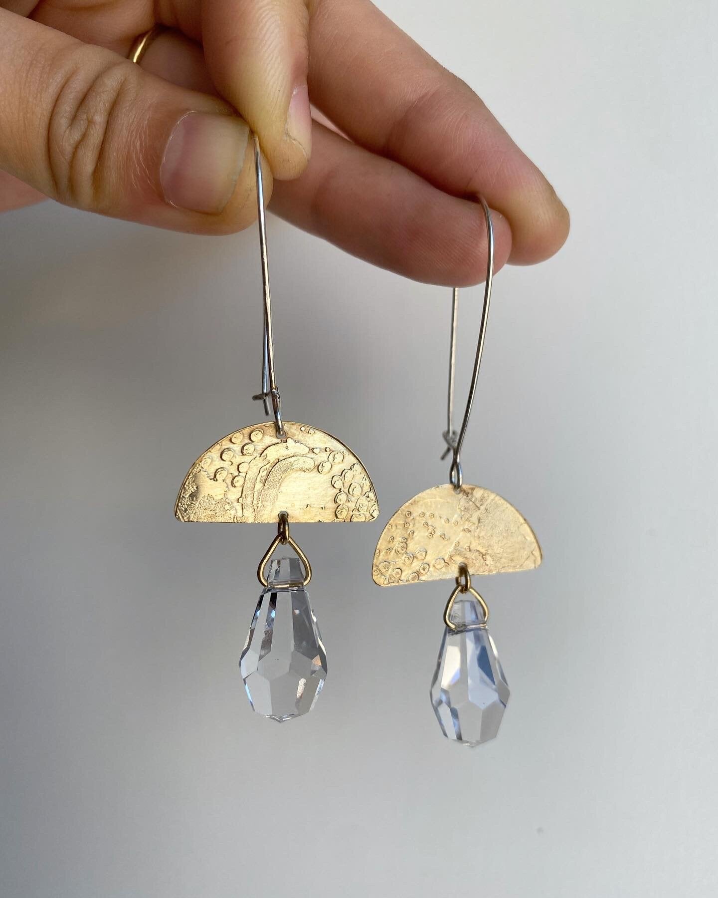 Etched Drop Crystal Earrings