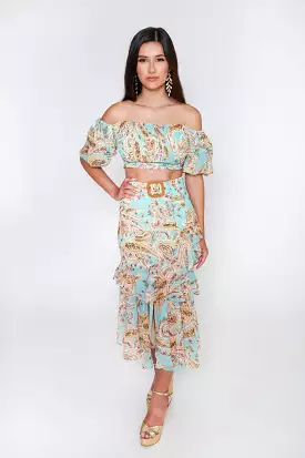 Evelyn Paisley 2-Piece Skirt Set