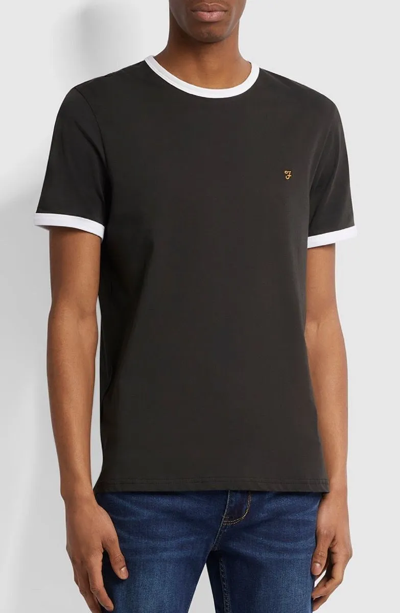 Farah Groves Ringer Crew Neck T-Shirt Black