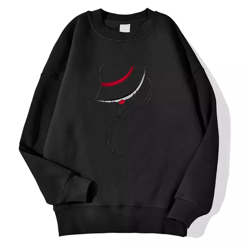 Figure Printing O-Neck Vintage Sweatshirt