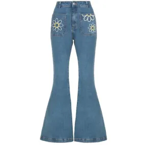 Flower Power HELL BUNNY Retro 70s Bell Bottoms