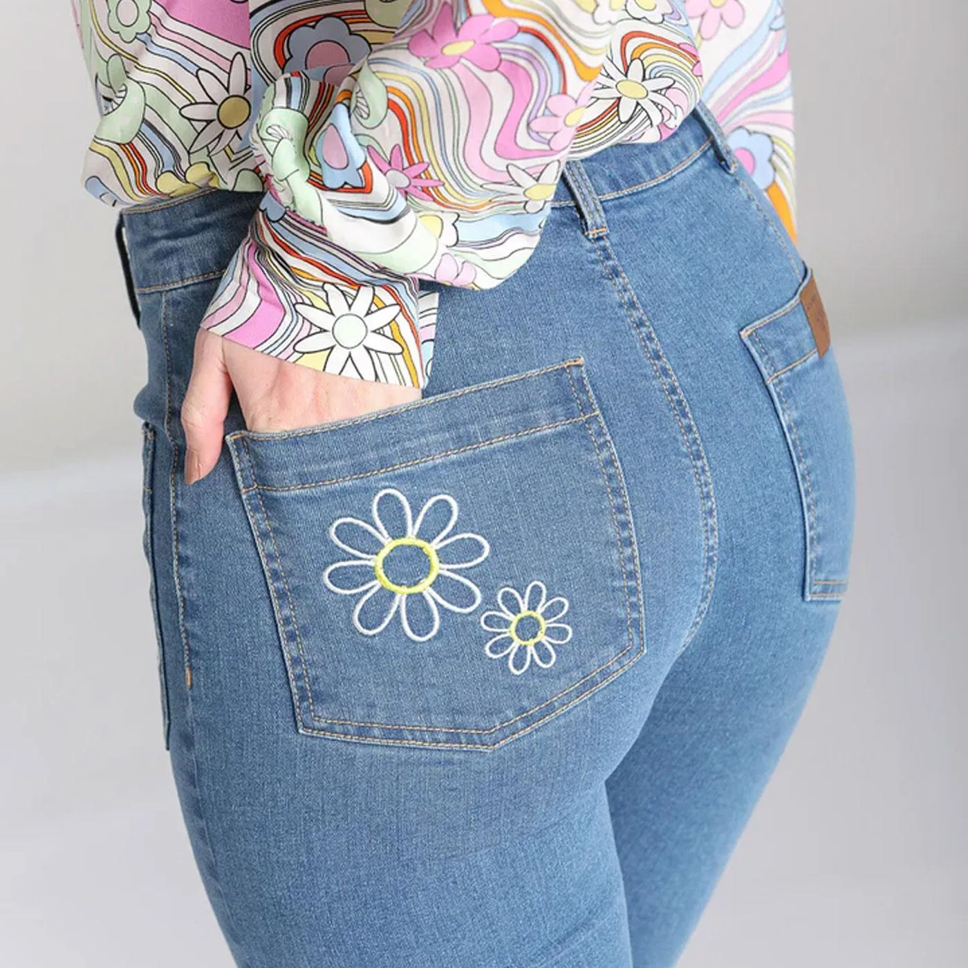 Flower Power HELL BUNNY Retro 70s Bell Bottoms