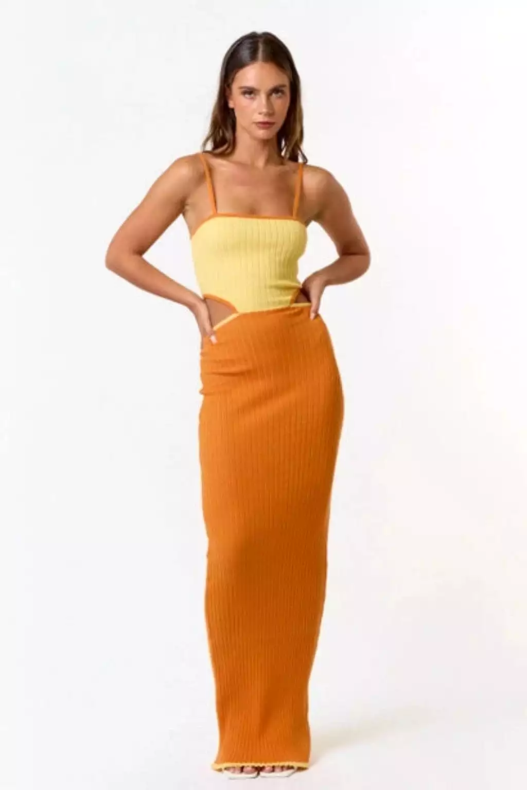 Forward Sweater Maxi Dress-Orange