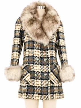 Fur Trimmed Tweed Coat