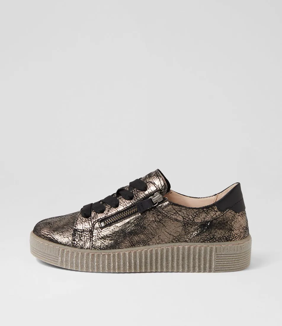 GABOR Amelia Schwartz Fumo Leather Sneakers