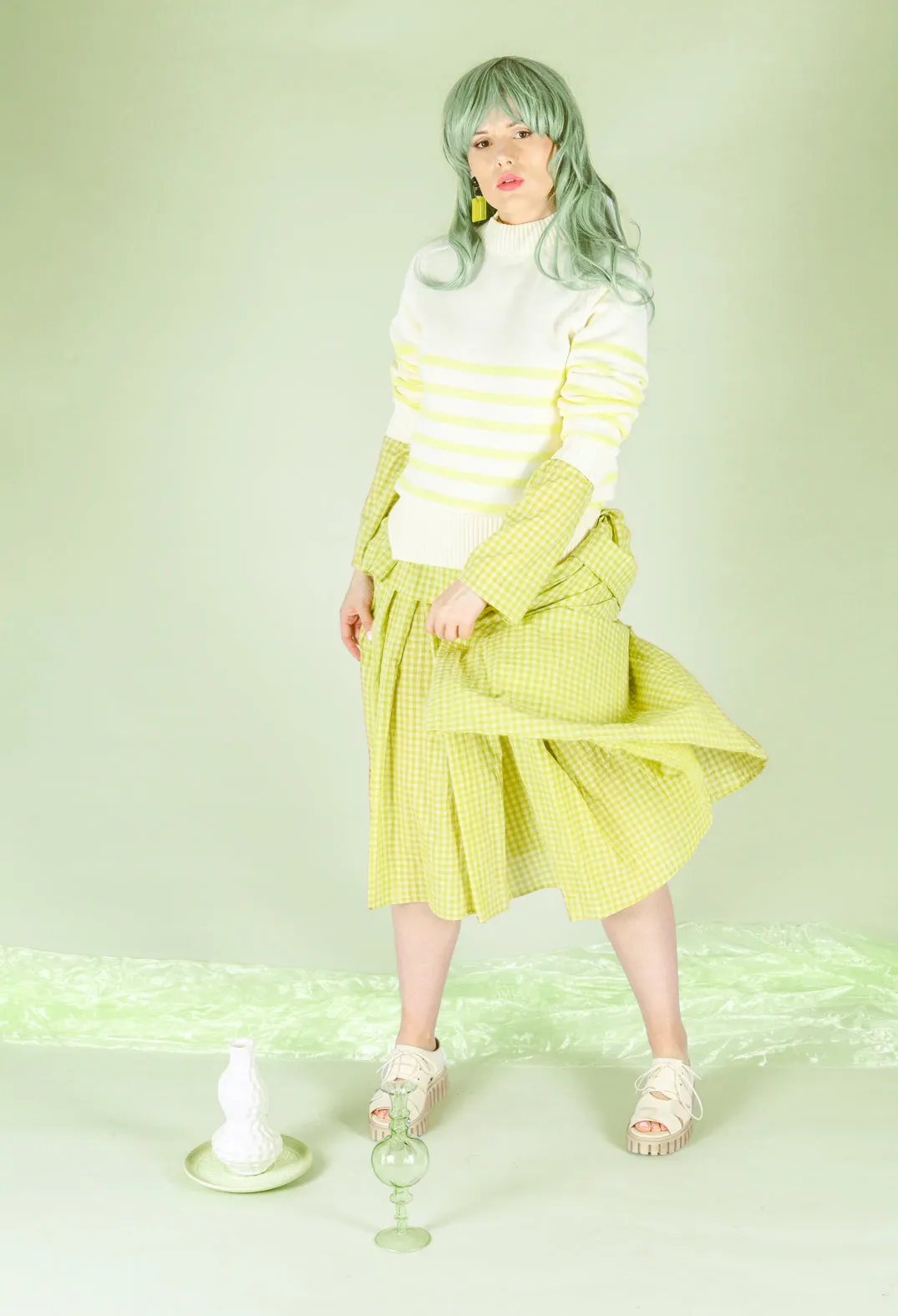 Gingham Skirt in Pistachio