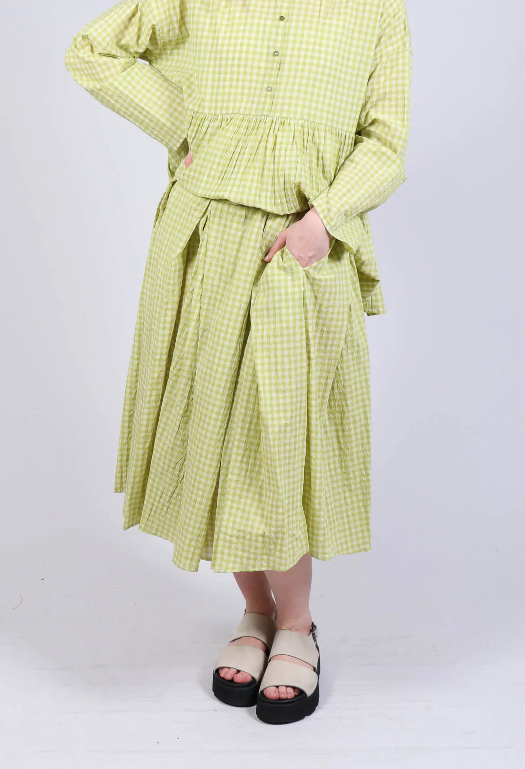 Gingham Skirt in Pistachio