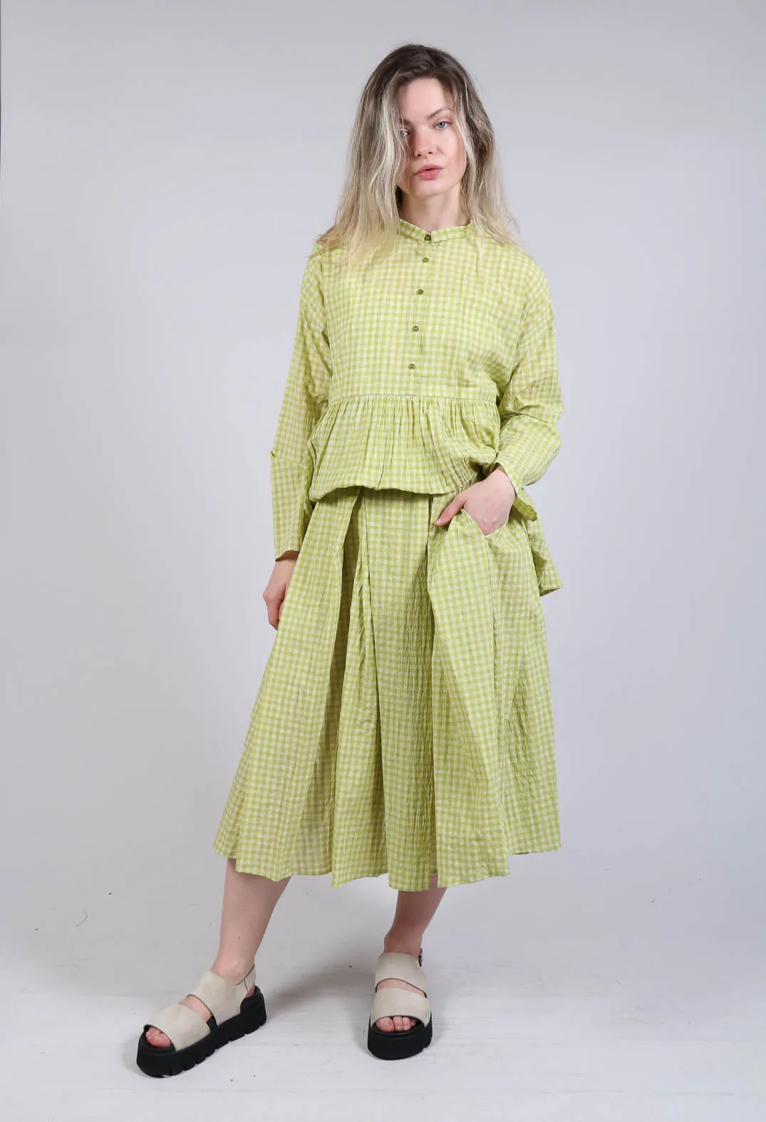 Gingham Skirt in Pistachio