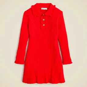 Girls' ruffle-collar sweater-dress