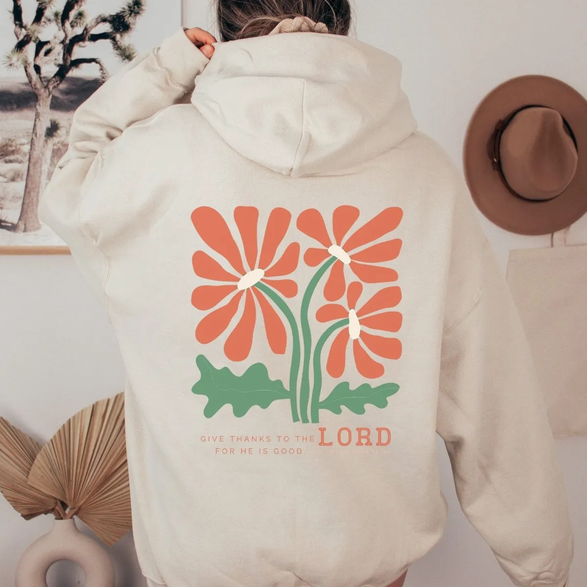 Give Thanks to the Lord Back of Hoodie