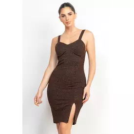 Glitter Slit Bodycon Sleeveless Dress