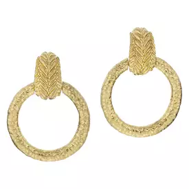 Gold Braided Texture Wide Loop & Hammered Hoop Earrings