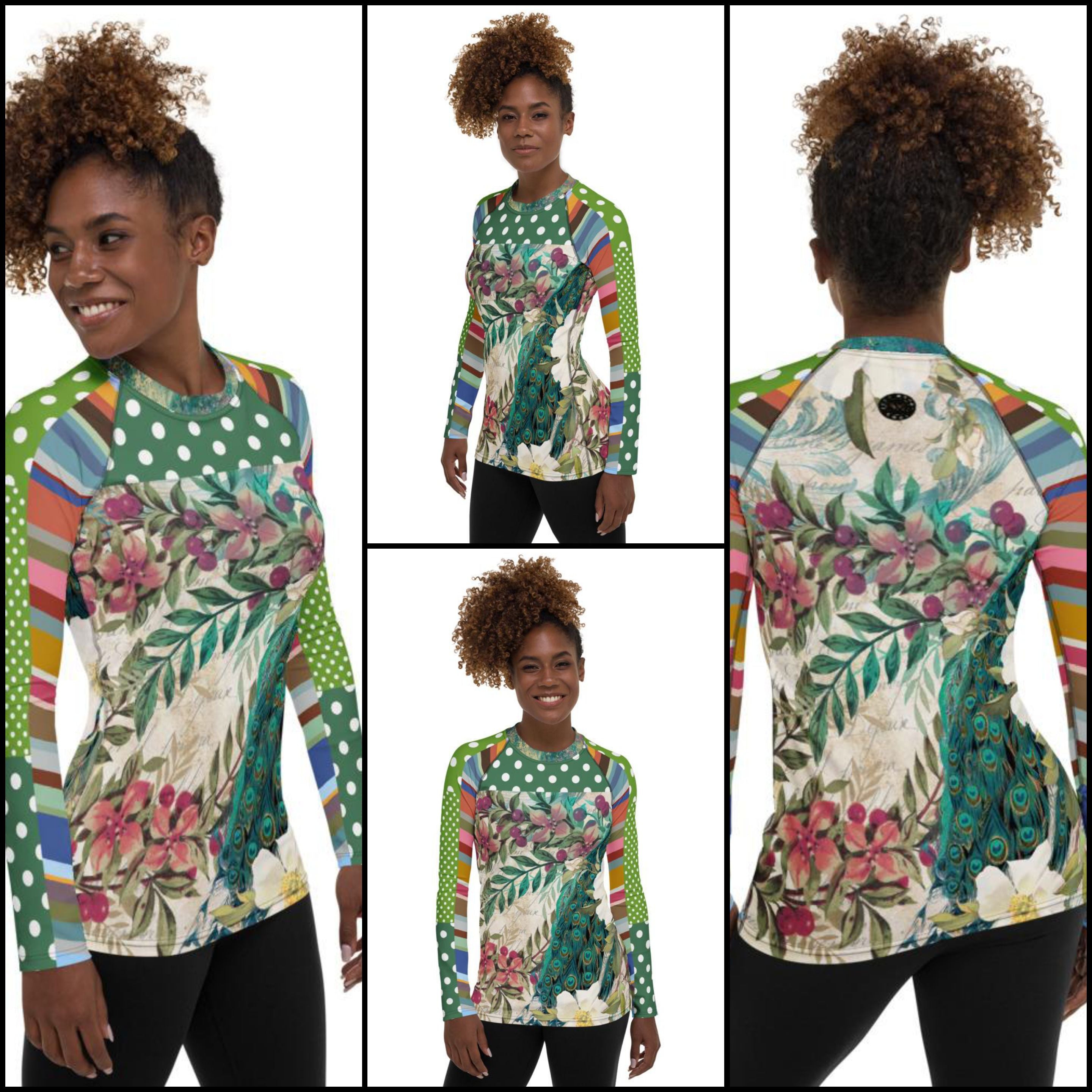 Green Peacock Fashion Rashguard Top