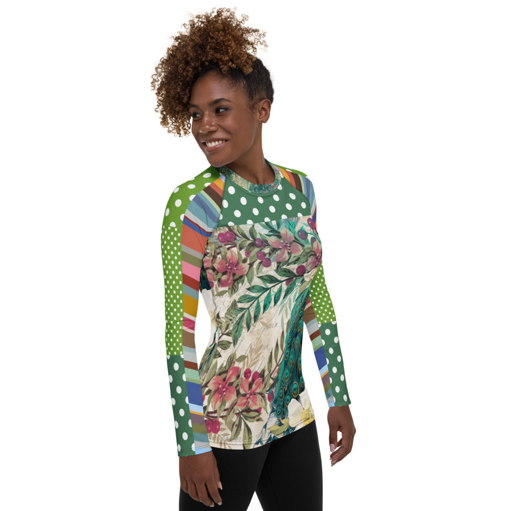 Green Peacock Fashion Rashguard Top