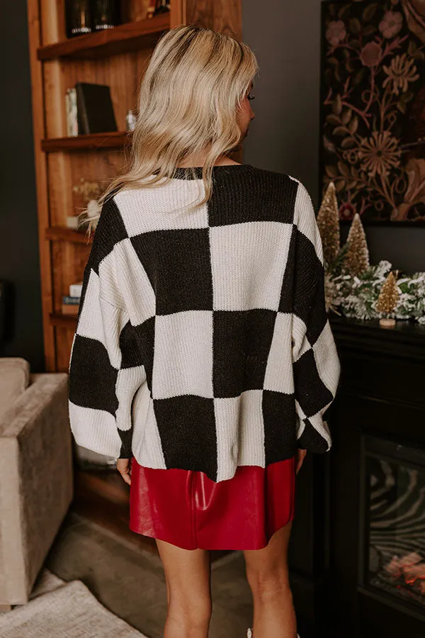 Hear The Beat Checkered Sweater In Black