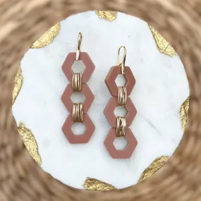 Hex Stacks - Rust - Acrylic Earrings