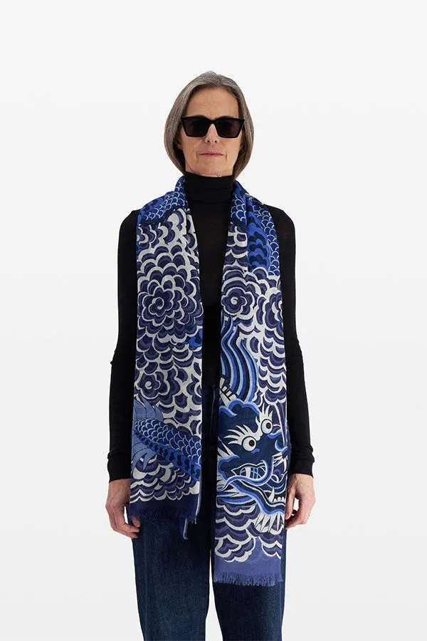 Inoui Editions DRAGON BLUE WOOL SCARF