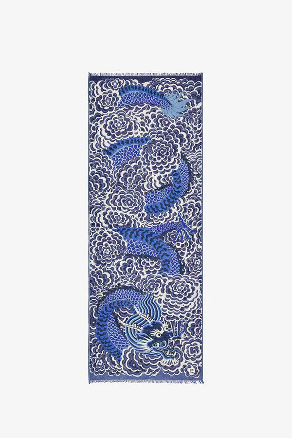 Inoui Editions DRAGON BLUE WOOL SCARF