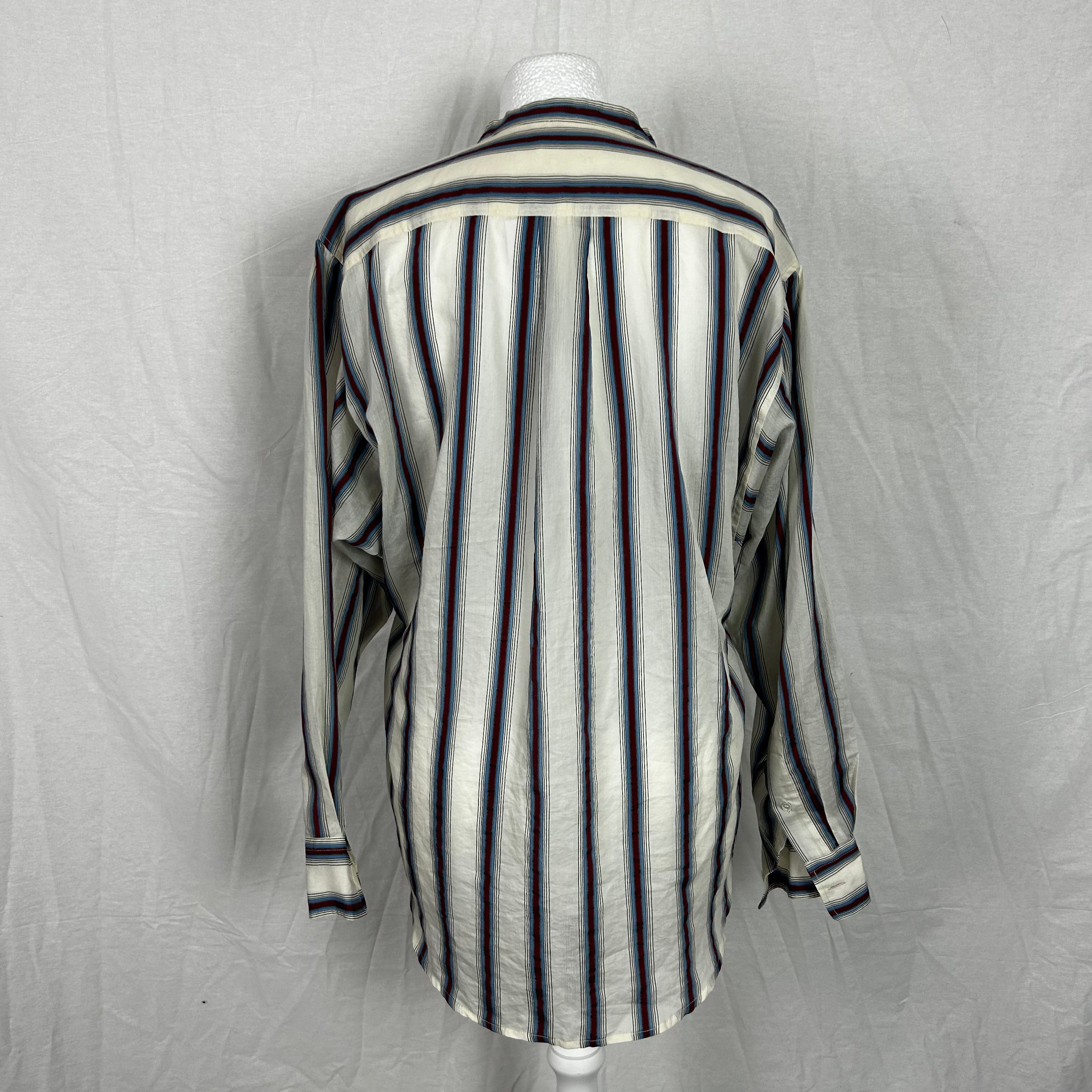 Isabel Marant Etoile Collarless Red and Blue Striped Shirt XS/S