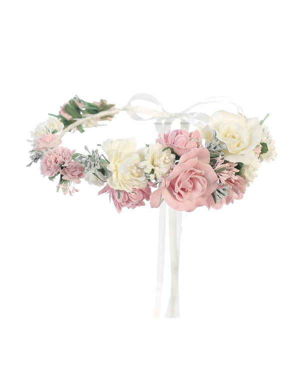 Ivory and Pink Flower Wreath