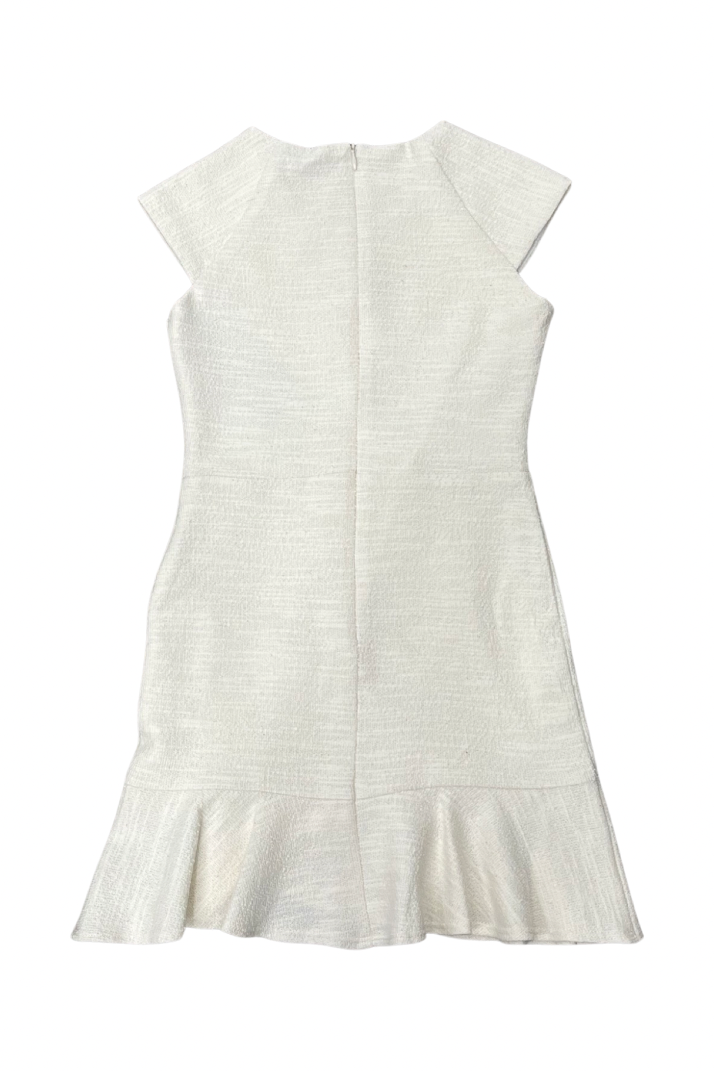 Ivory Cap Sleeve Ruffle Front Dress