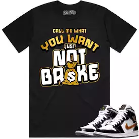 Jordan 1 Mid Patent Black Metallic Gold Shirt to Match - GOLD METALLIC NOT BROKE