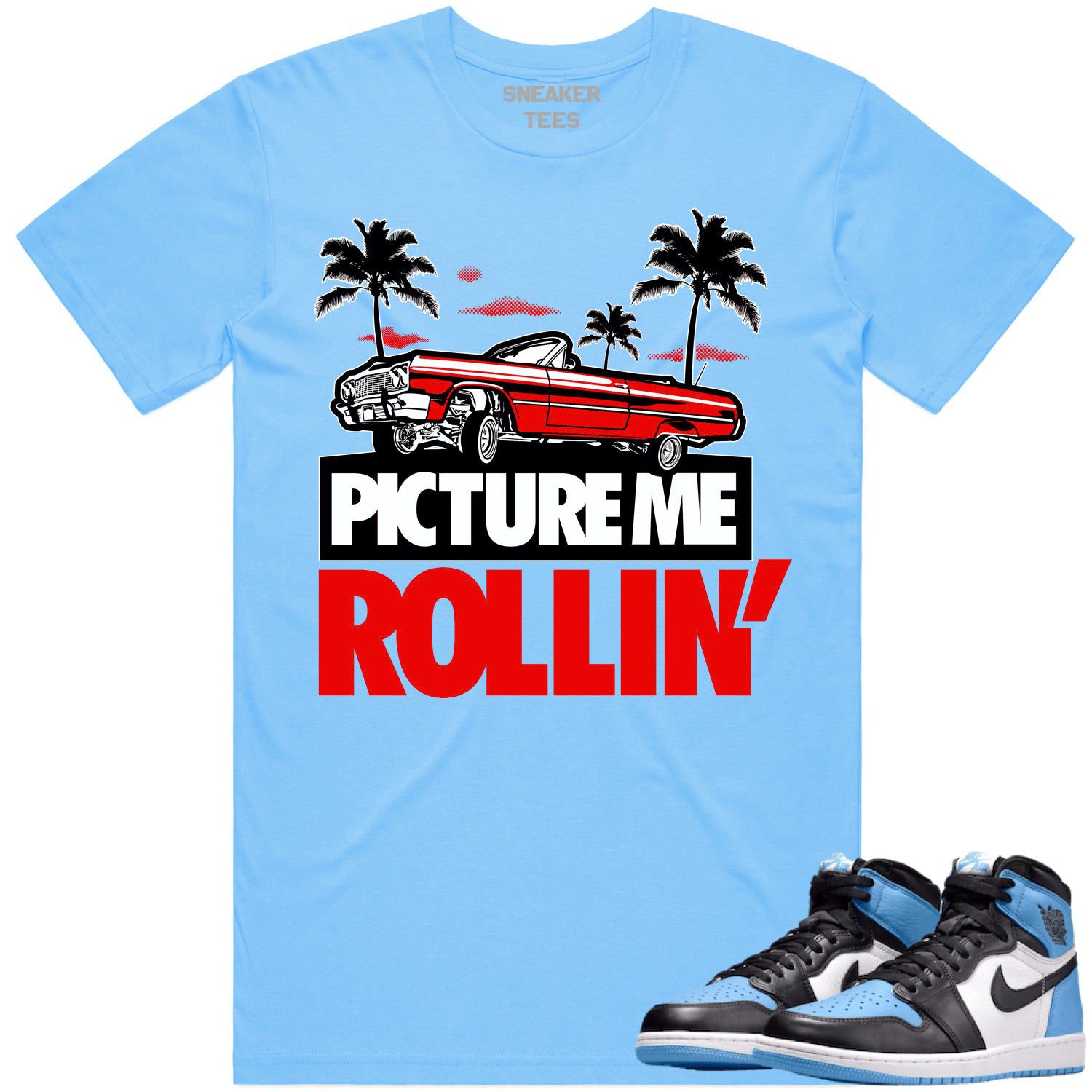 Jordan 1 UNC Toe 1s Shirt to Match - RED PMR