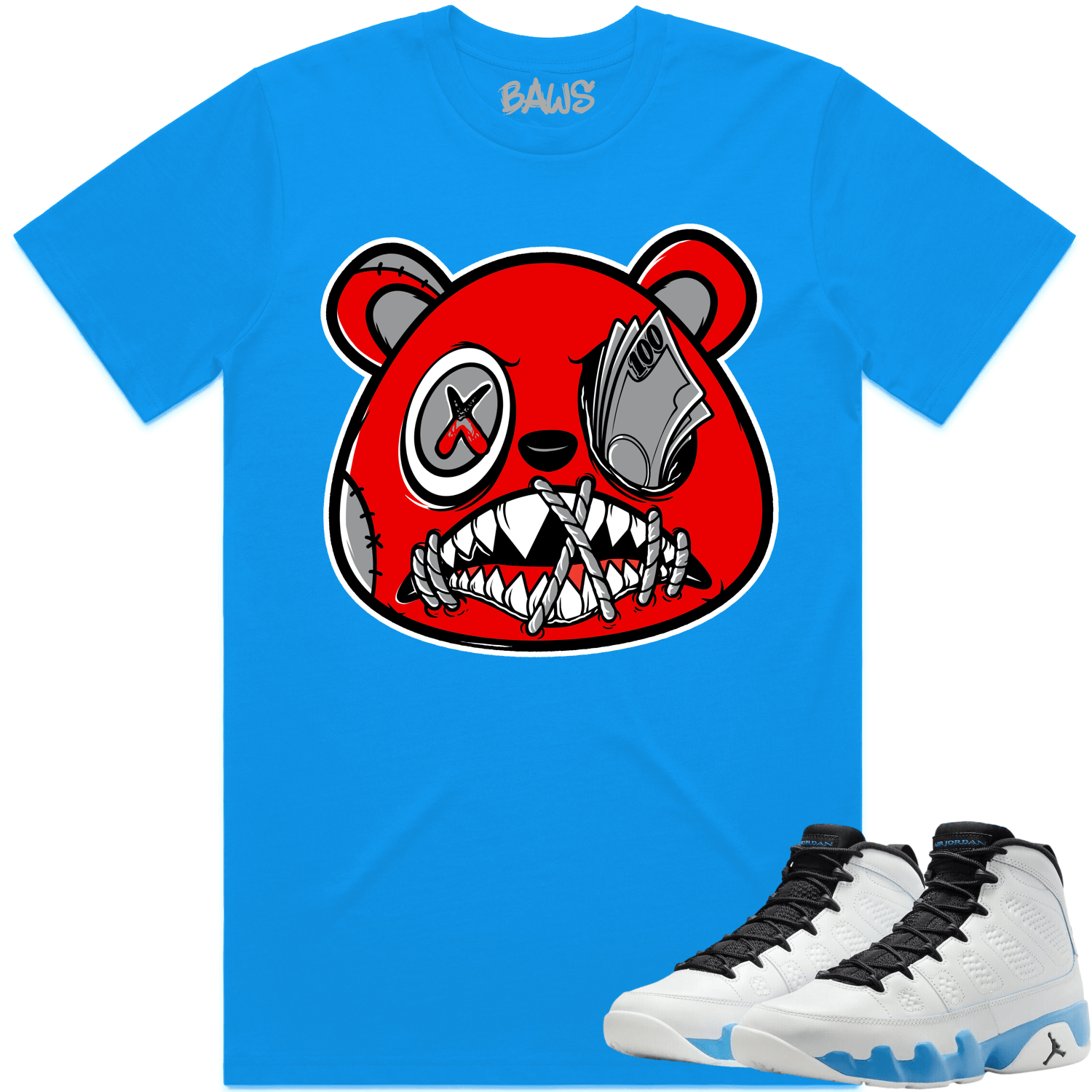 Jordan 9 Powder Blue 9s Shirt to Match - ANGRY MONEY TALKS BAWS