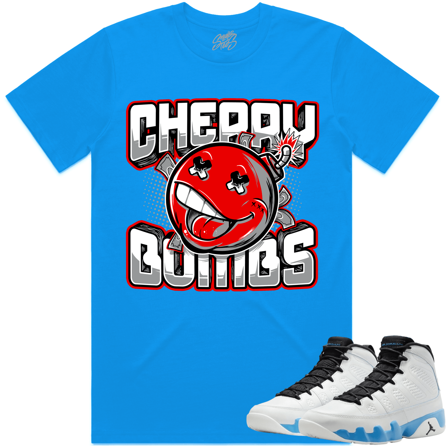 Jordan 9 Powder Blue 9s Shirt to Match - RED CHERRY BOMBS