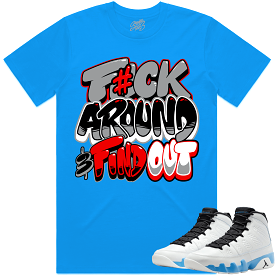 Jordan 9 Powder Blue 9s Shirt to Match - RED F#CK