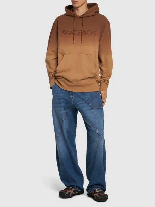 JW Anderson   Logo embroidery cotton gradient hoodie 