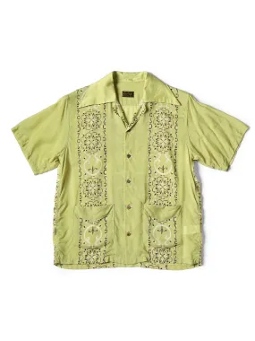 Kapital Silk rayon habananaja pattern langur collar cuban shirt (short sleeve)