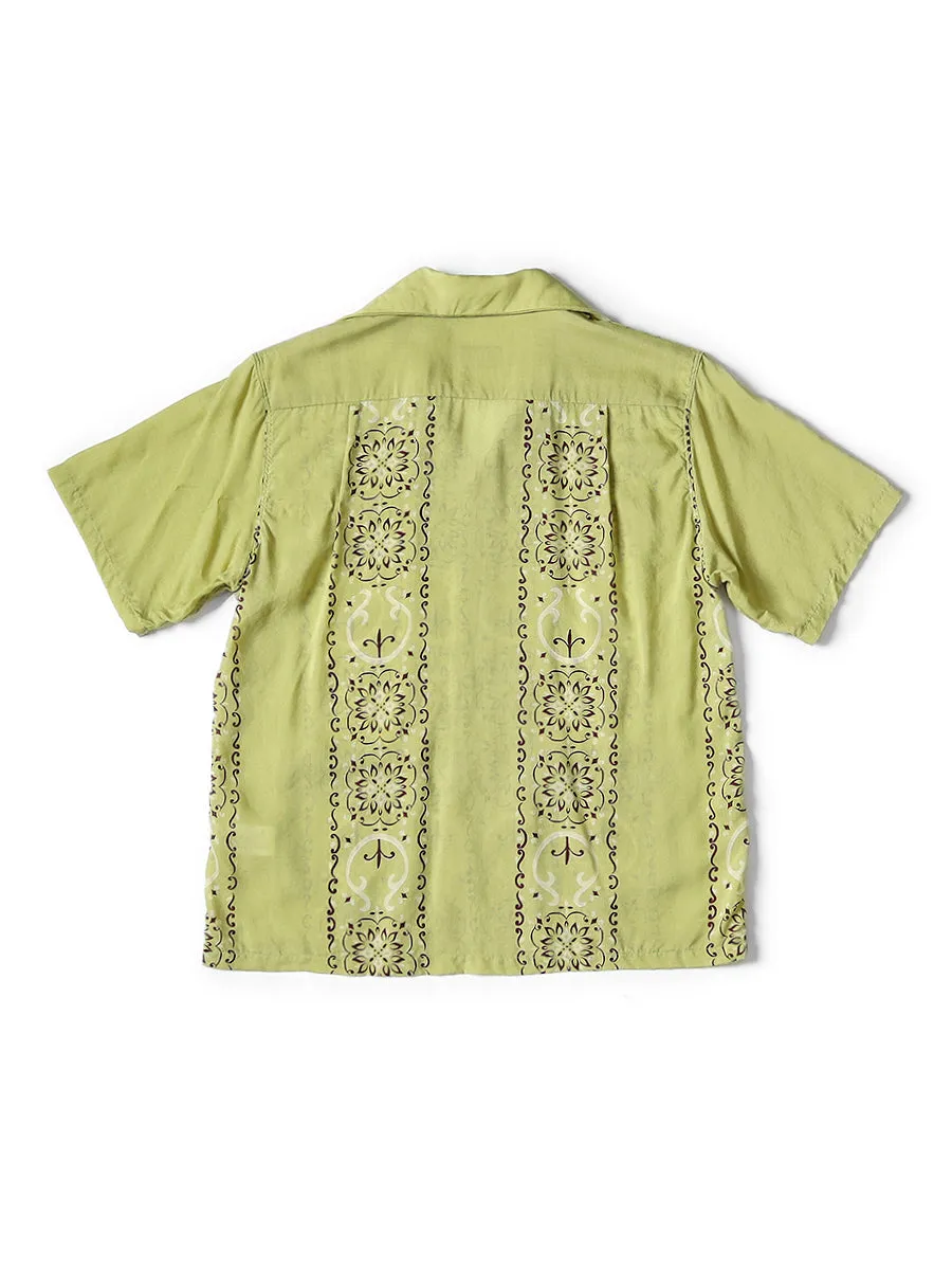 Kapital Silk rayon habananaja pattern langur collar cuban shirt (short sleeve)