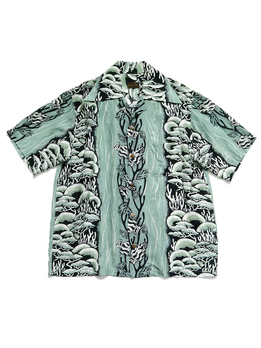 Kapital Silk Rayon Souffle & Arrow Head Pt Rangle Collar Hawaiian Shirt (short sleeve)