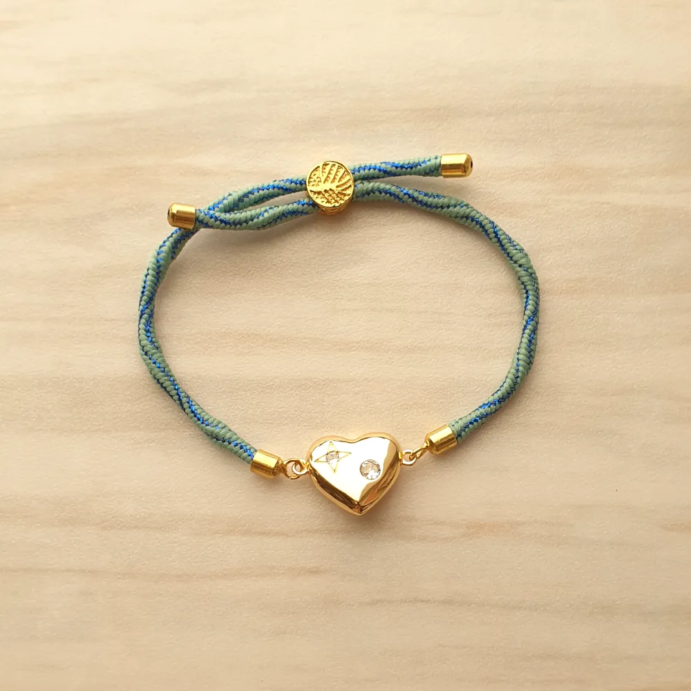 Kelly North Star Heart Metallic Corded Slider Bracelet