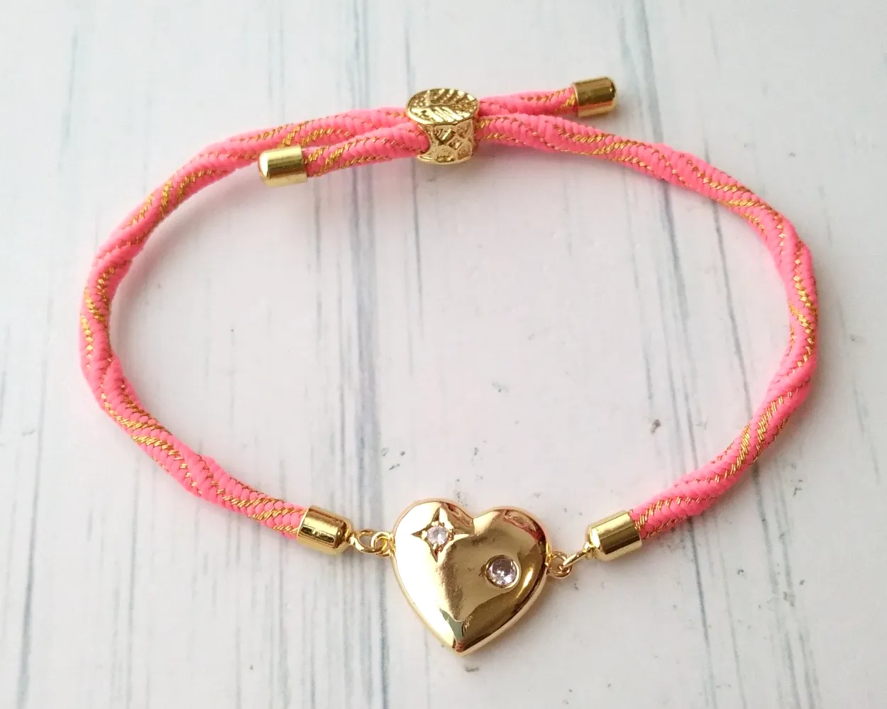 Kelly North Star Heart Metallic Corded Slider Bracelet