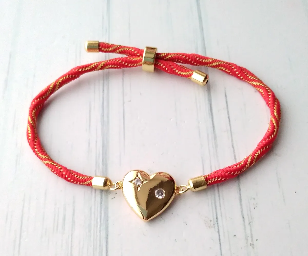 Kelly North Star Heart Metallic Corded Slider Bracelet