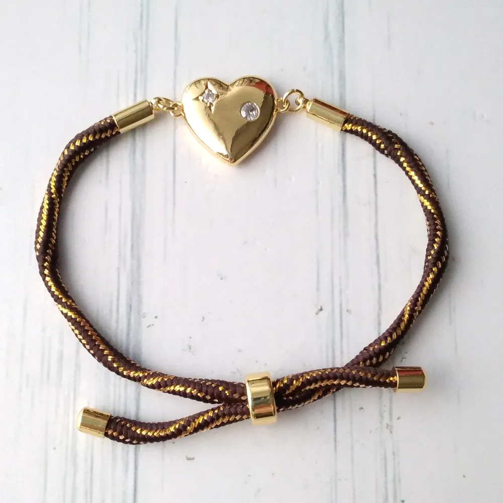 Kelly North Star Heart Metallic Corded Slider Bracelet