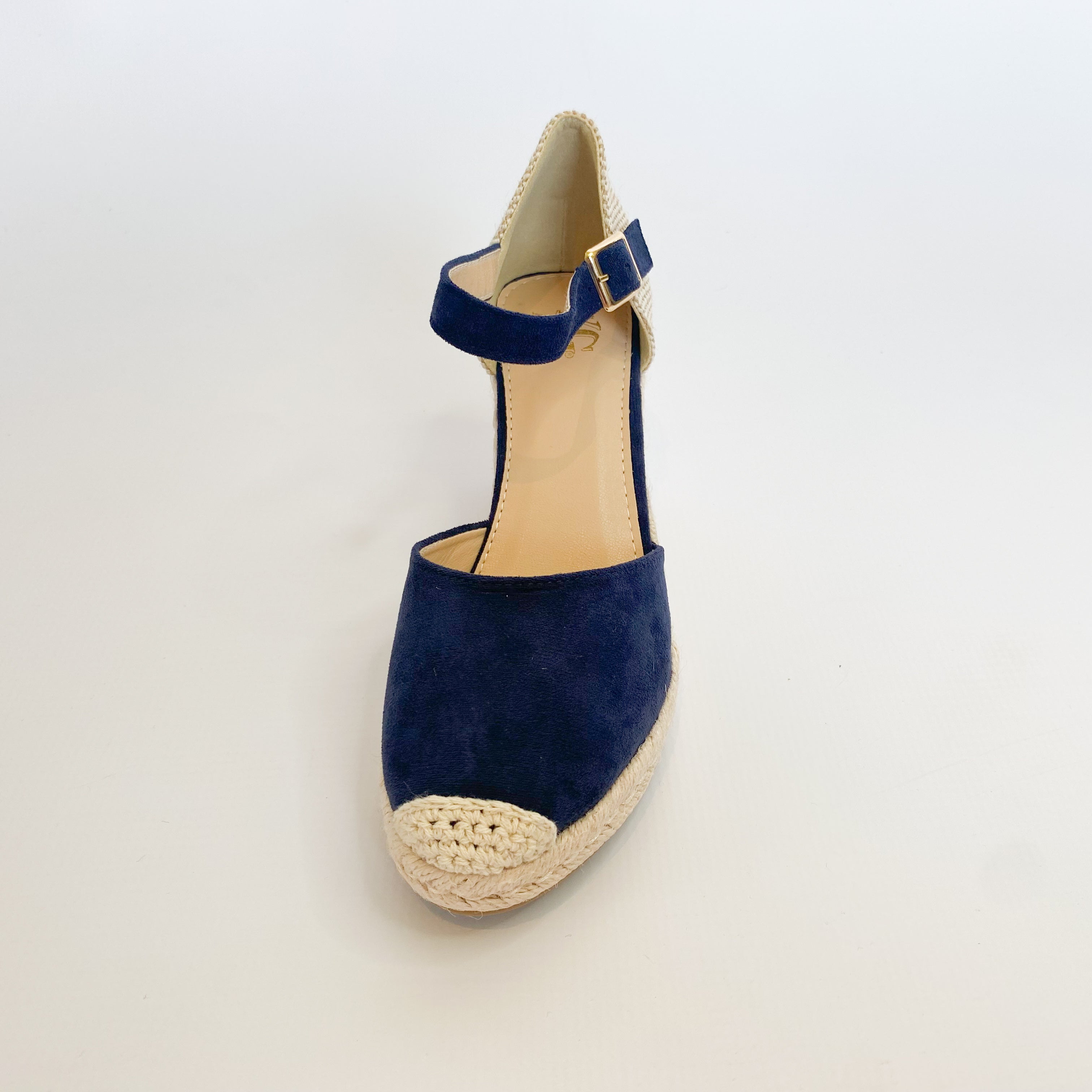 KG navy suede closed toe wedge