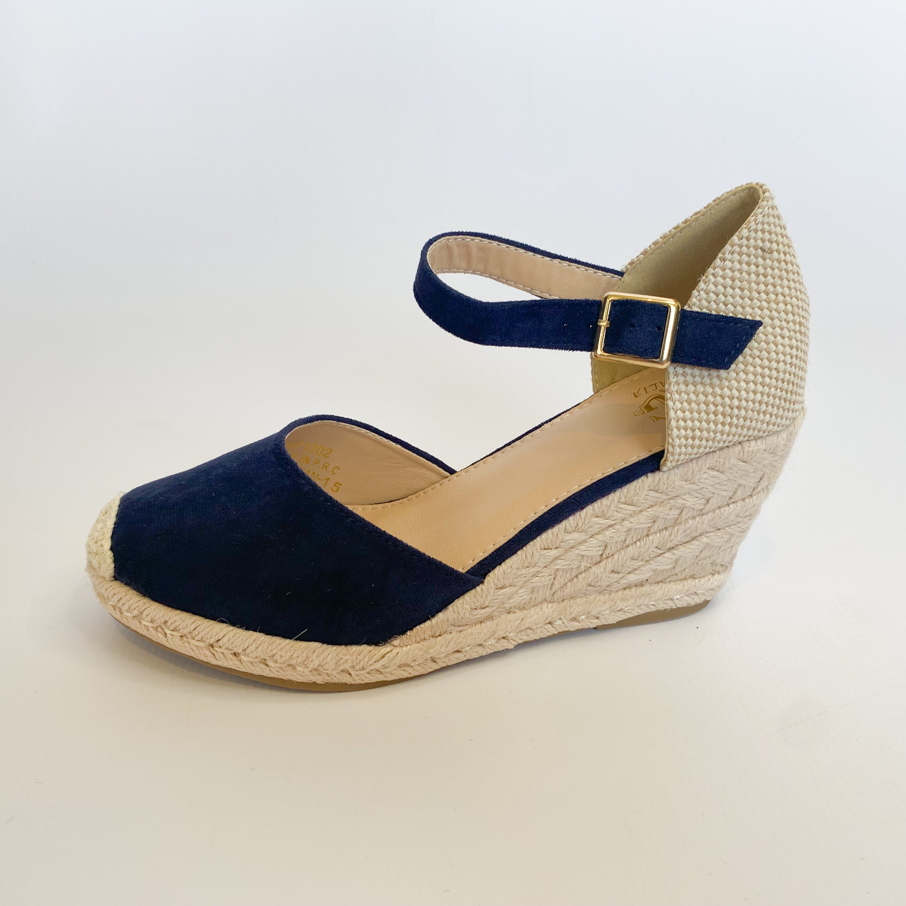 KG navy suede closed toe wedge