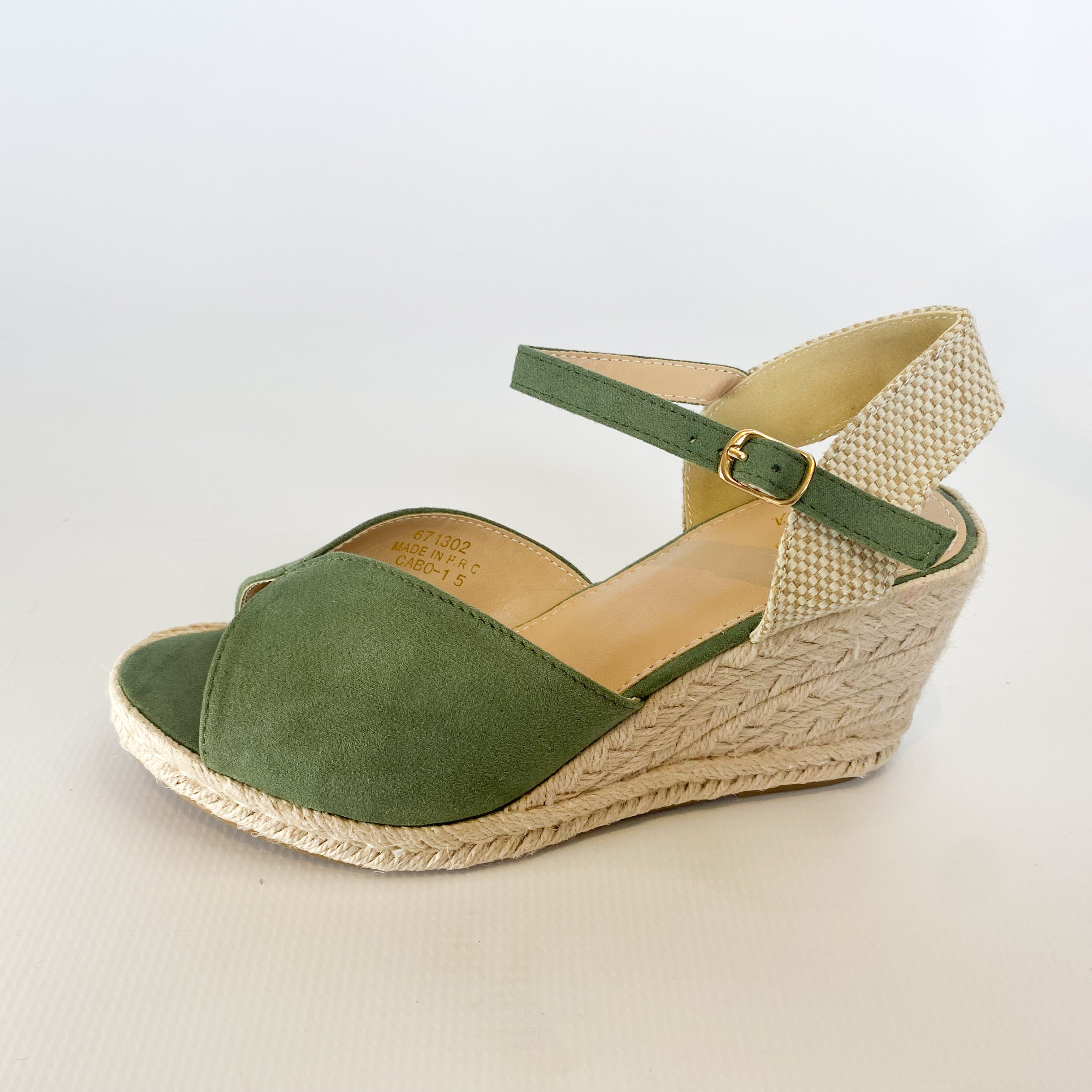 KG olive suede espadrille wedge