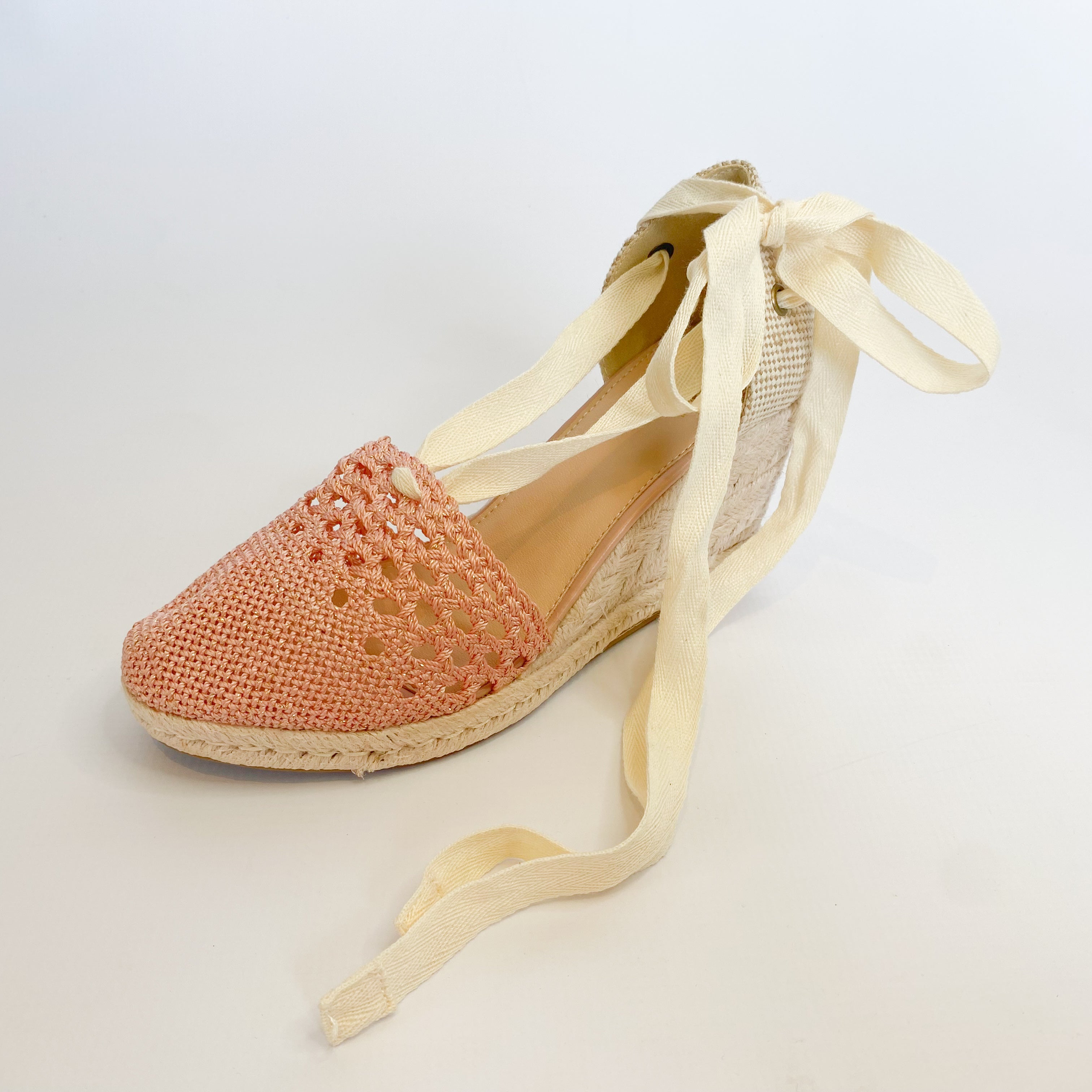 KG rose ankle tie espadrille wedge